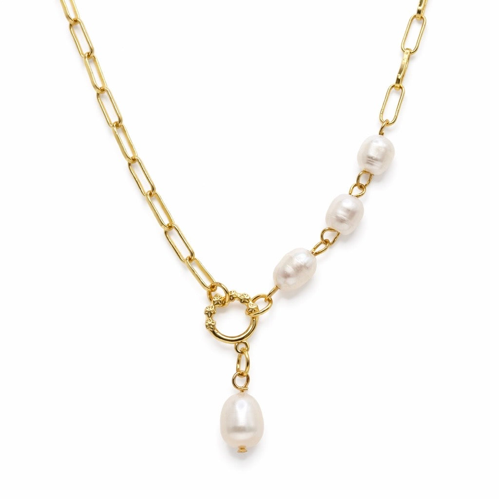 Eva Pearl Toggle Necklace | Freshwater Pearl & 18K Gold | CCaura