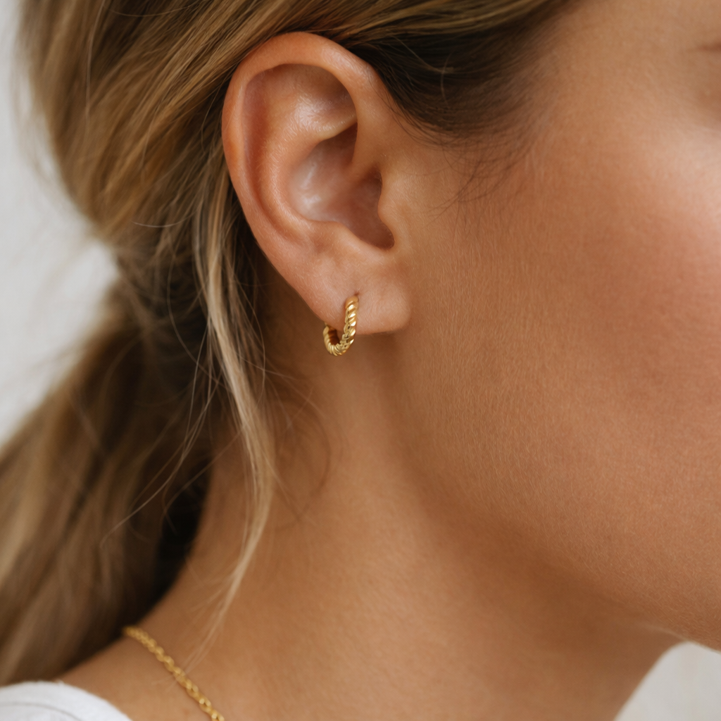 SERIN Gold Huggies worn by model– CCaura