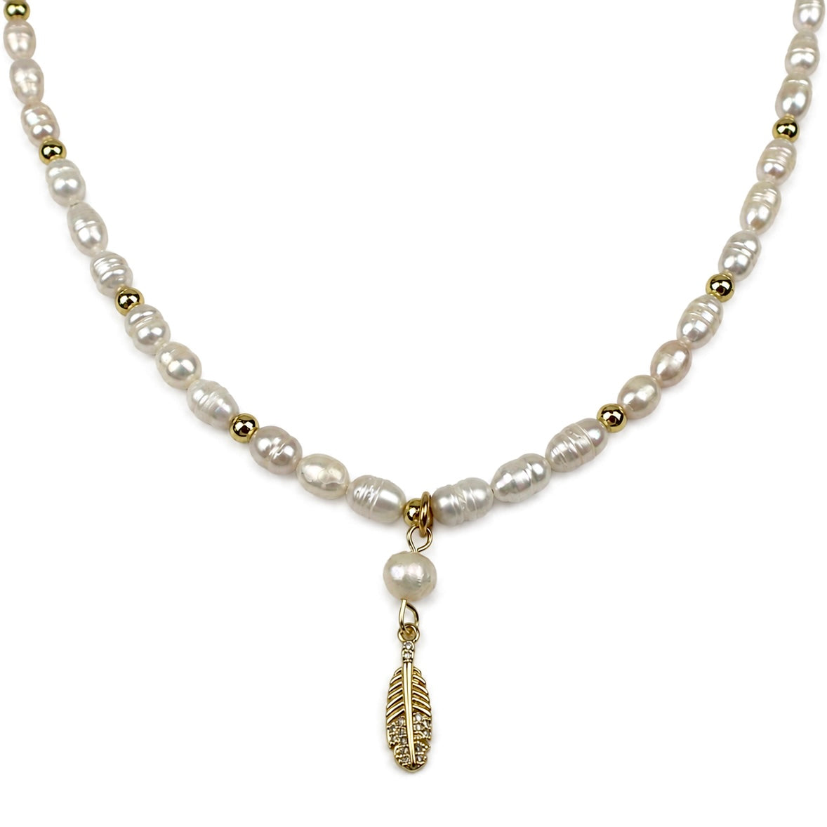 MARINA FEATHER PEARL NECKLACE