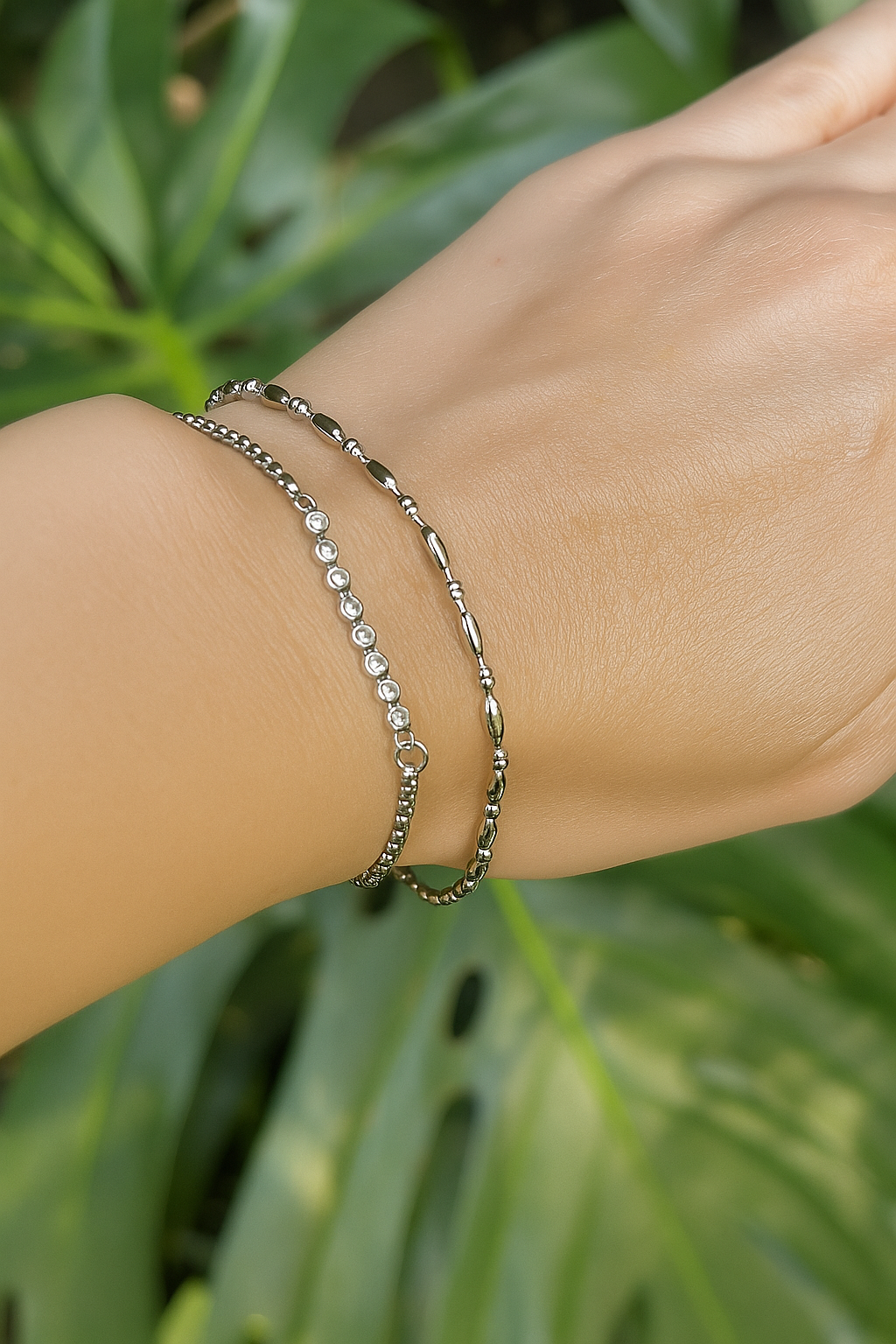 LUCIA SILVER BEAD BRACELET