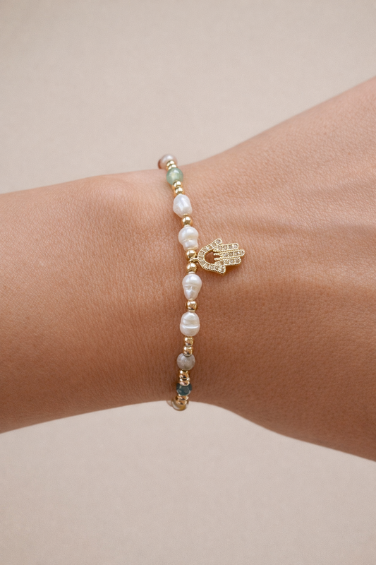 ALMA HAMSA PEARL BRACELET
