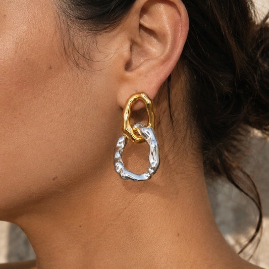 AURA LINK DROP EARRINGS silver earrings CCaura white background