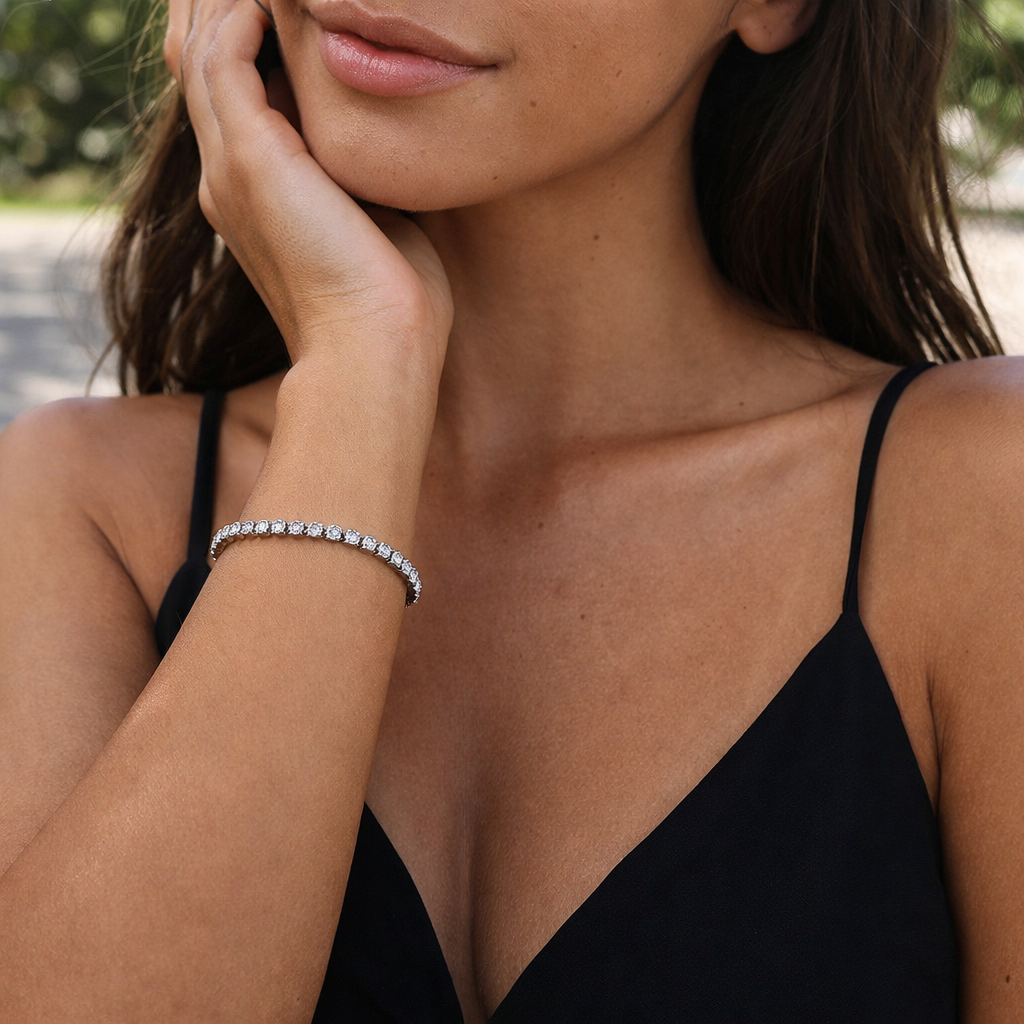 STELLA Silver Tennis Bracelet worn – CCaura