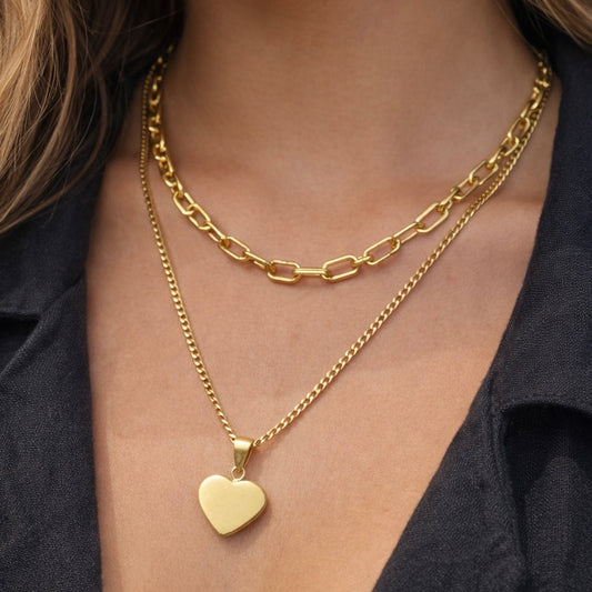 ATHENA Love Heart Gold Necklace worn – CCaura