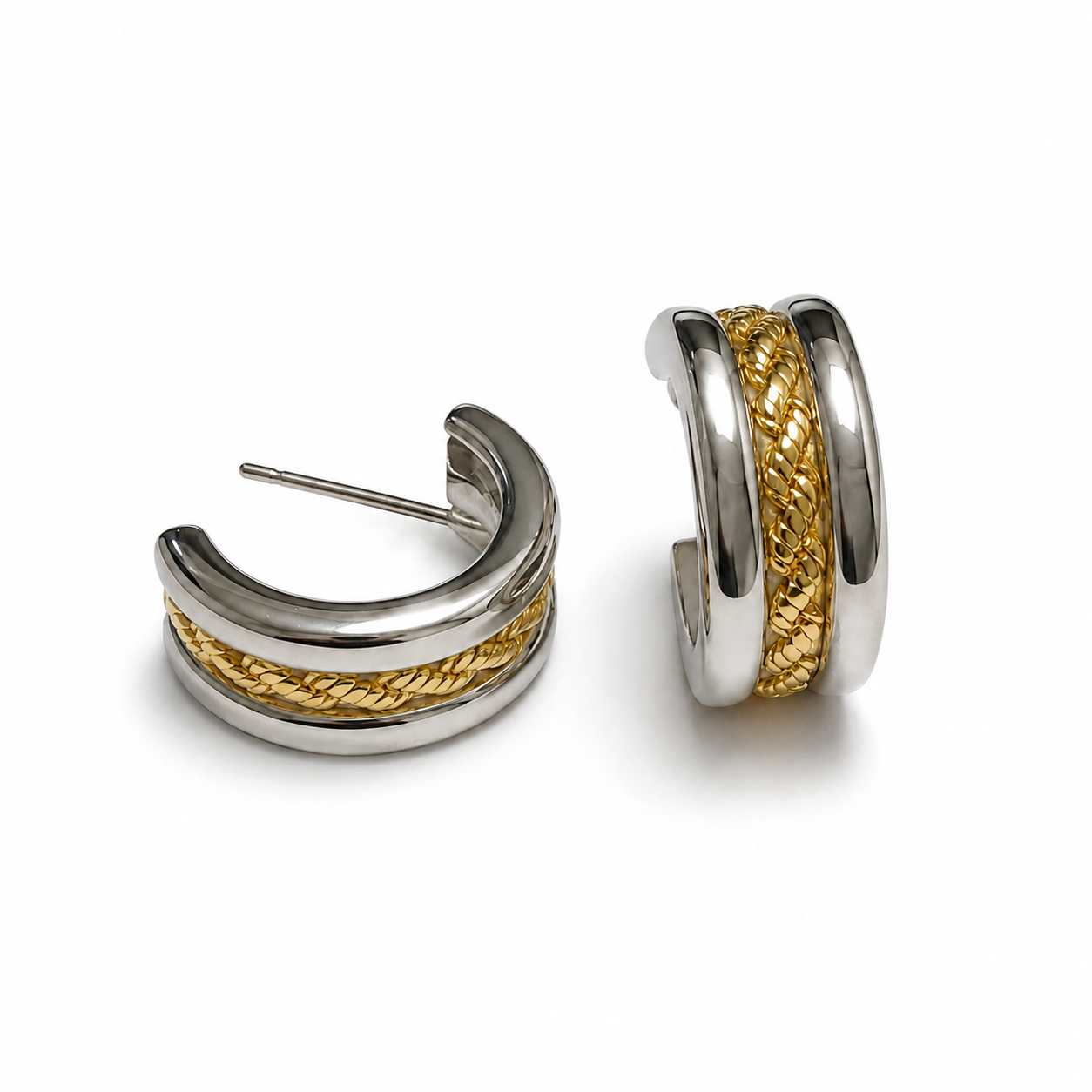 EMBER Braided Hoops on white background– CCaura