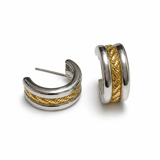 EMBER Braided Hoops on white background– CCaura