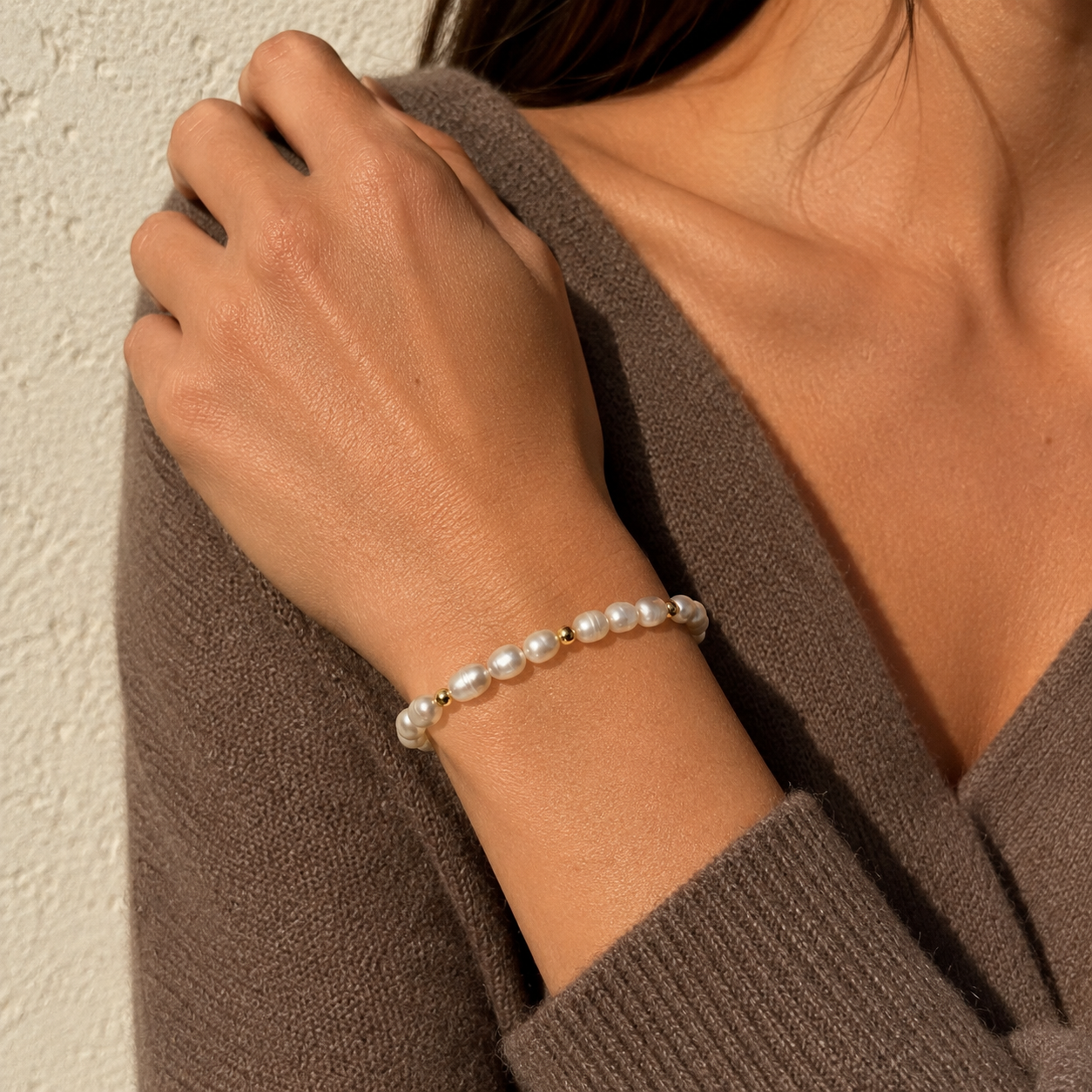 Butterfly Pearl Bracelet worn by model -CCaura 
