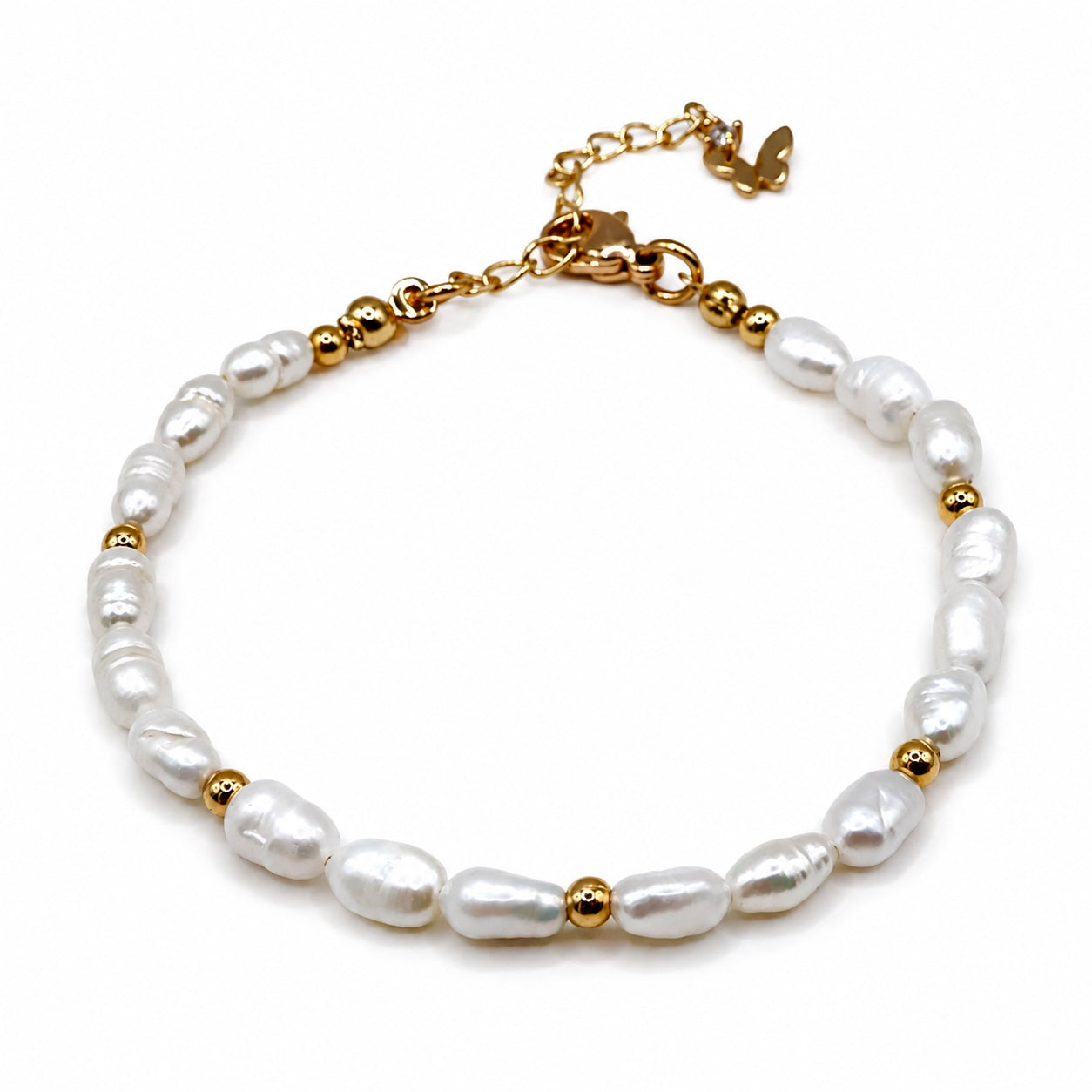 Butterfly Pearl Bracelet on white background - CCaura