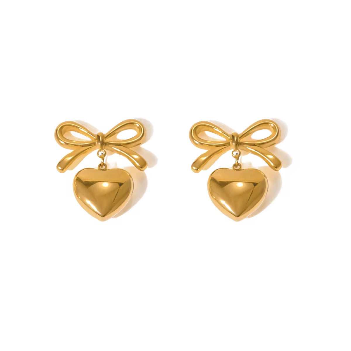MINI BOW HEART GOLD STUDS
