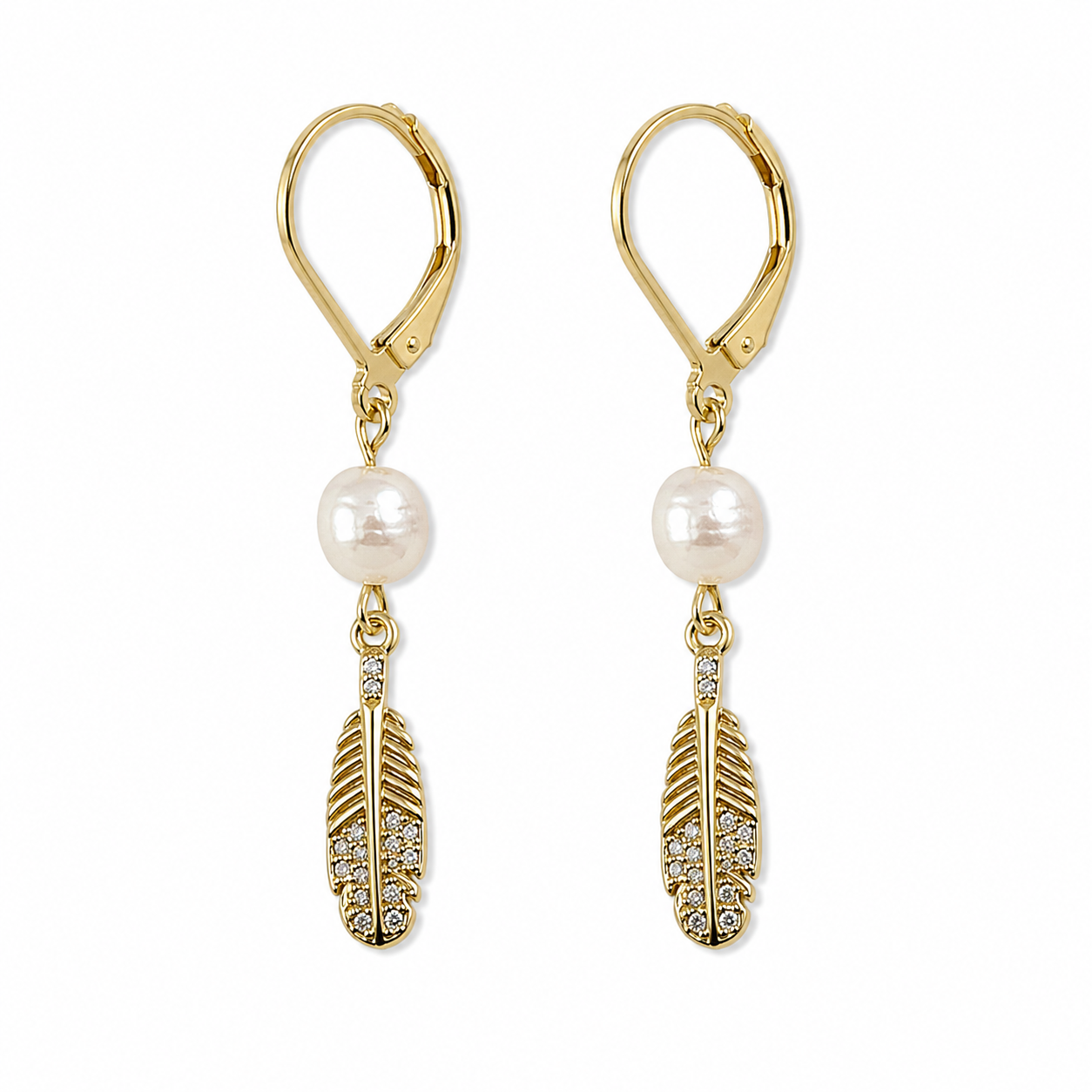 MARINA FRESHWATER PEARL EARRINGS on white background/ CCAura
