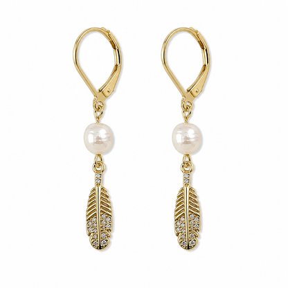 MARINA FRESHWATER PEARL EARRINGS on white background/ CCAura