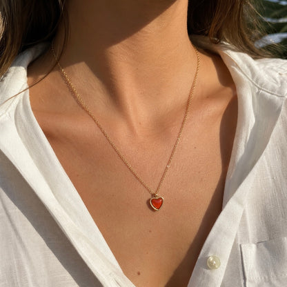 AMARA Heart Gold Necklace worn by model – CCaura