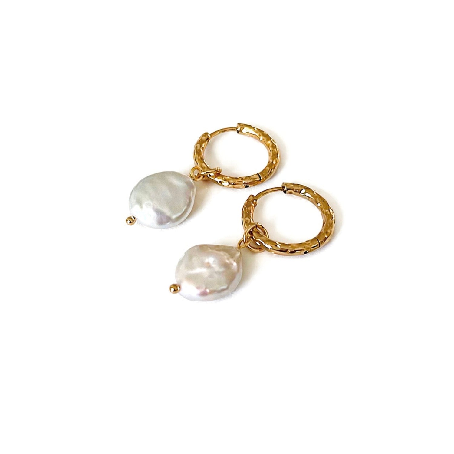 ISLA Baroque Pearl Hoops  On white background– CCAura