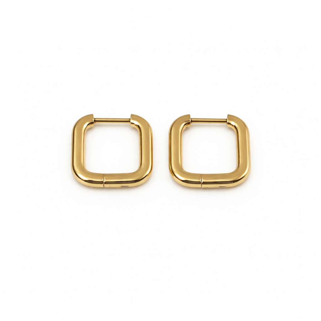 LUNA SQUARE GOLD HOOPS
