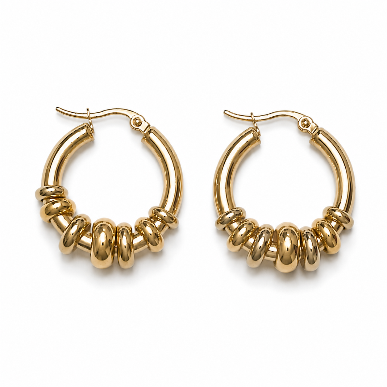 OASIS Gold Hoops  on white background– CCaura