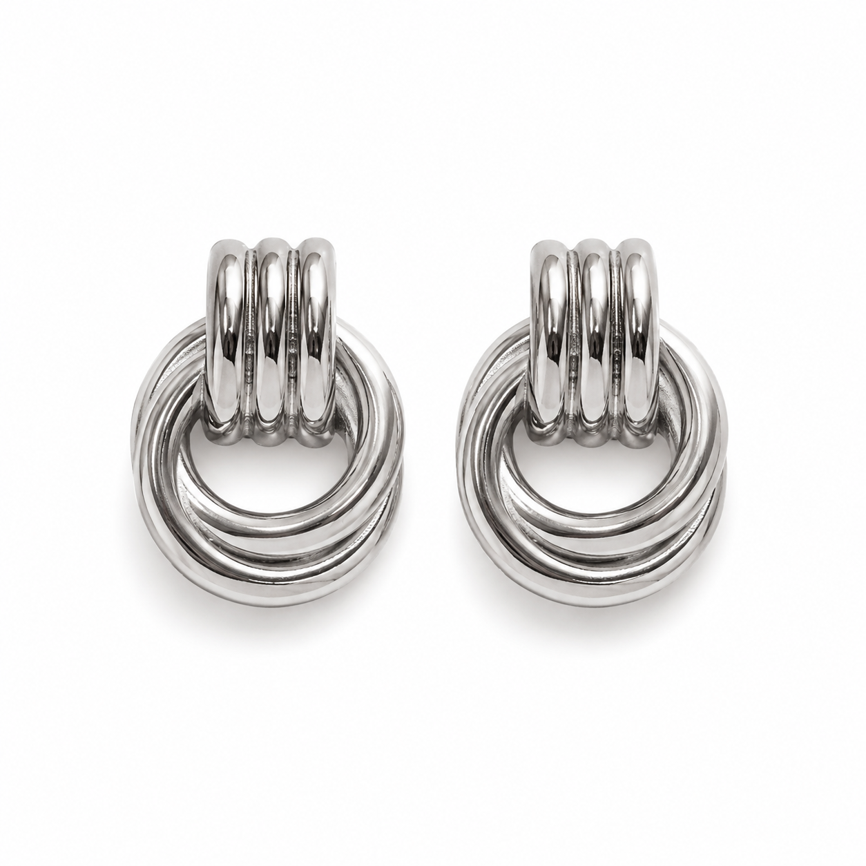 MILA Silver Hoops  on white background– CCaura
