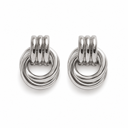 MILA Silver Hoops  on white background– CCaura