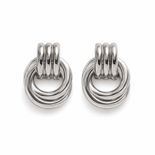 MILA Silver Hoops  on white background– CCaura
