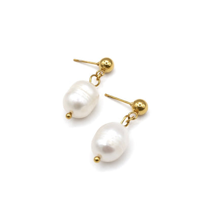 FLORA DROP PEARL GOLD EARRINGS