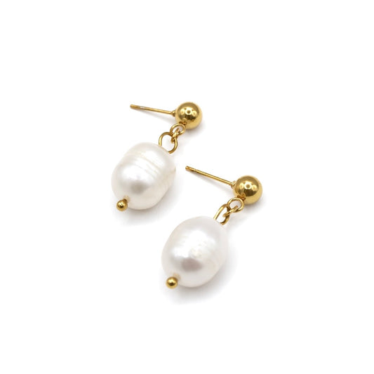 FLORA DROP PEARL GOLD EARRINGS