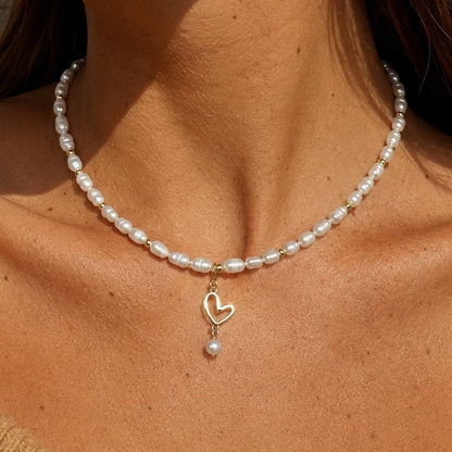 CELESTE PEARL HEART NECKLACE
