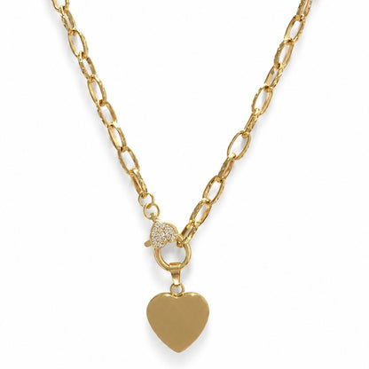 Celine Gold Heart Necklace — 18K Gold PVD Pavé Heart Pendant on white background-| CCaura"