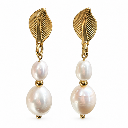 ISLA LEAF PEARL EARRINGS