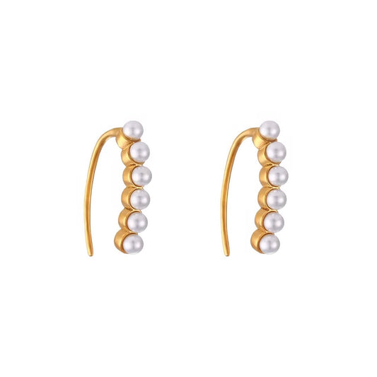 ELYSIAN PEARL HUGGIES gold earrings CCaura white background