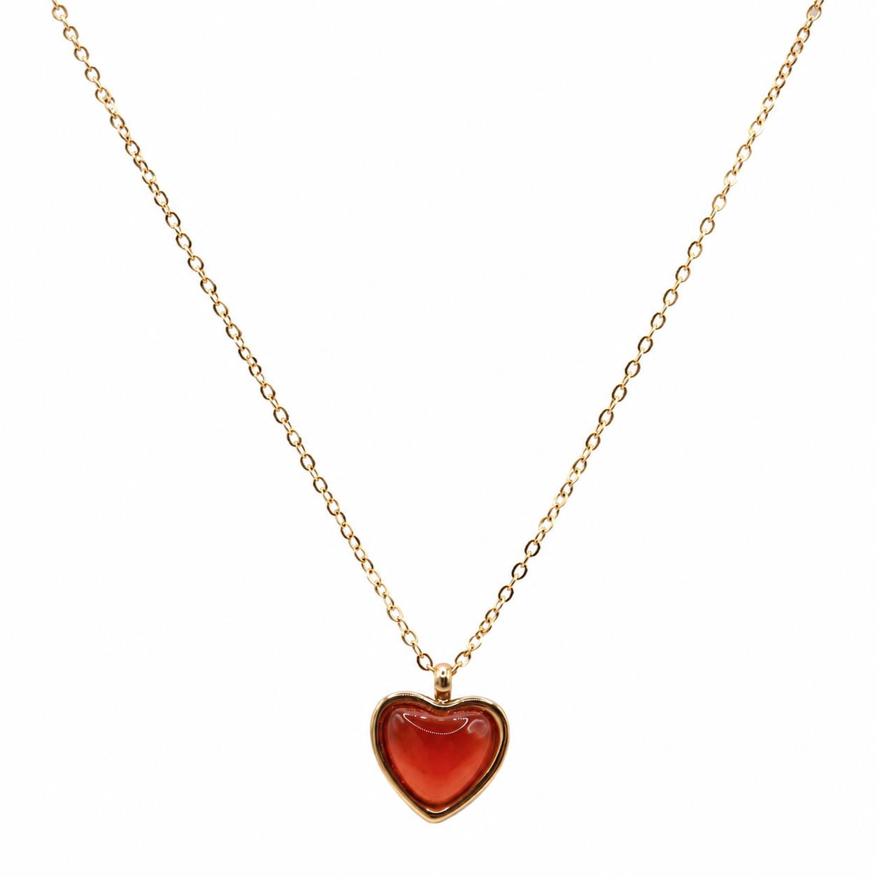 AMARA Heart Gold Necklace on white background  – CCaura