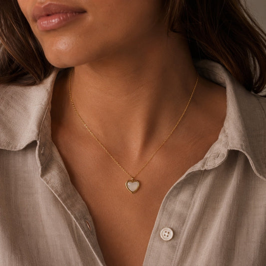 SIENA Heart Gold Necklace worn by model– CCaura