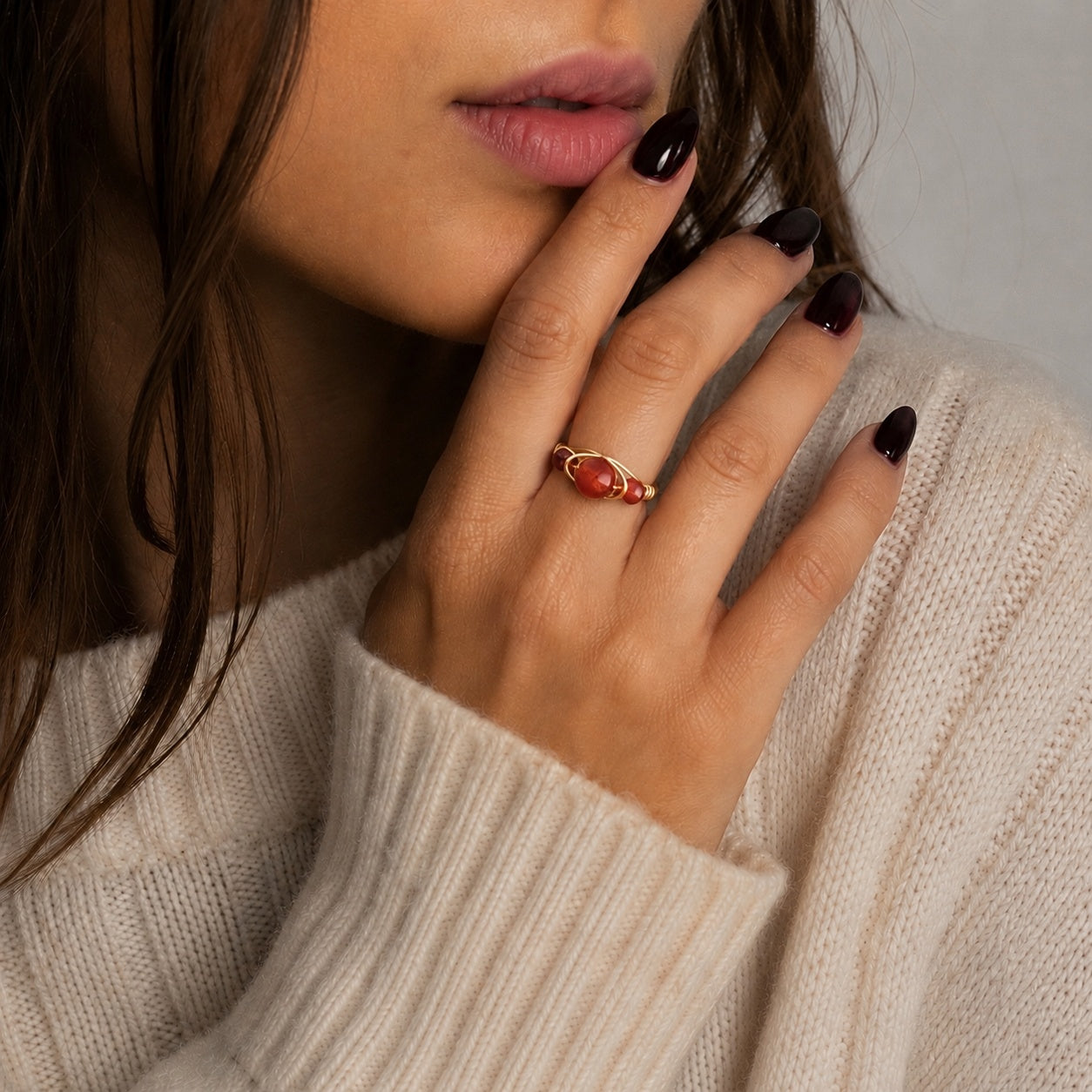 RUBY Sol Gold Ring worn  by model– CCaura
