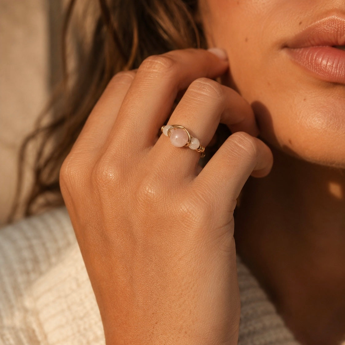 RADIANT Quartz Gold Ring worn – CCaura