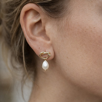 CLEO Pearl Earrings worn by model– CCaura